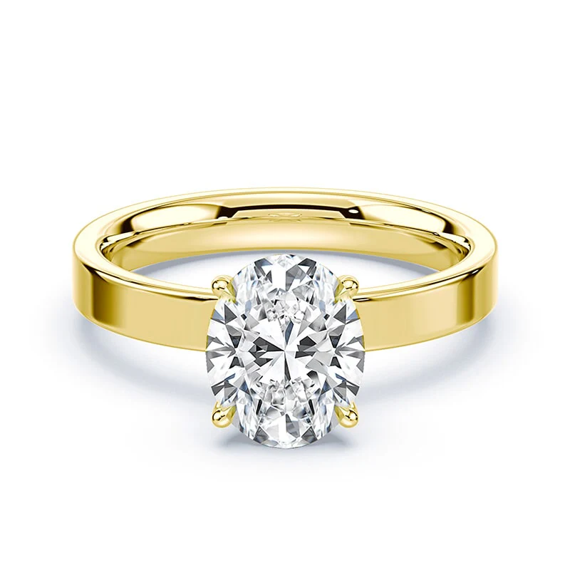 Oval Pave Prongs Wide Solitaire