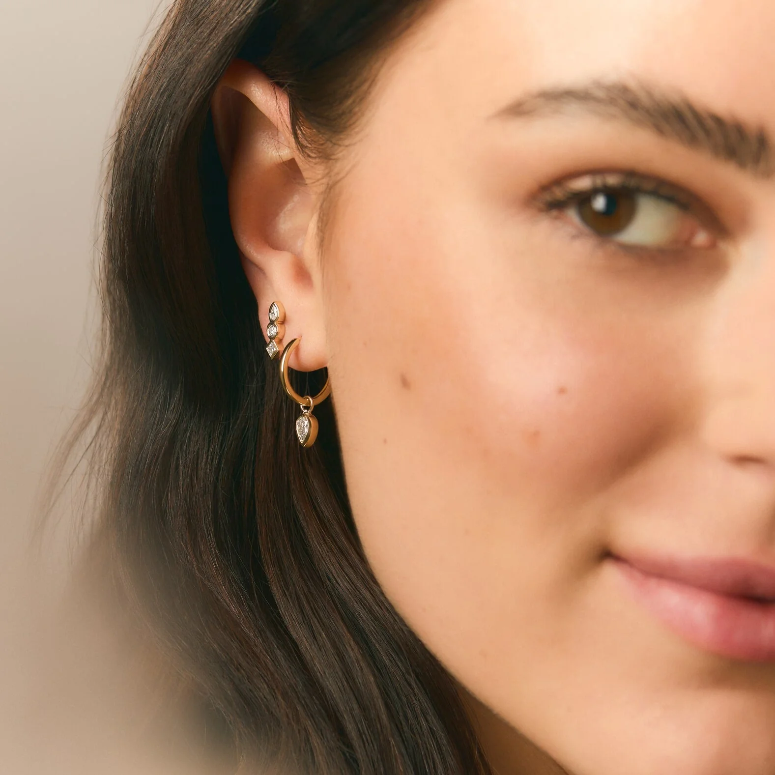 Oval Dewdrop Hoops - Image 2