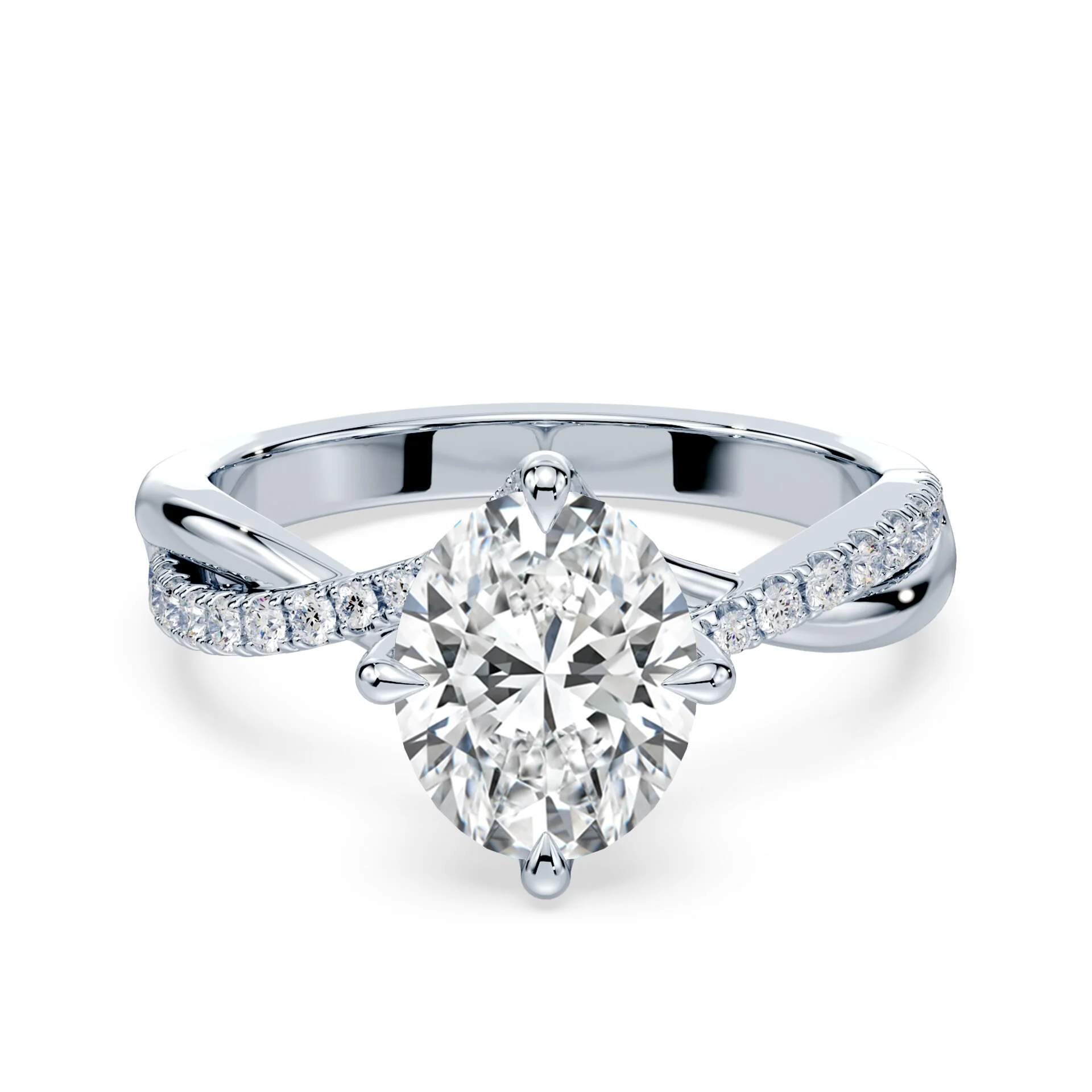 Oval Cut Pave Twist Ring