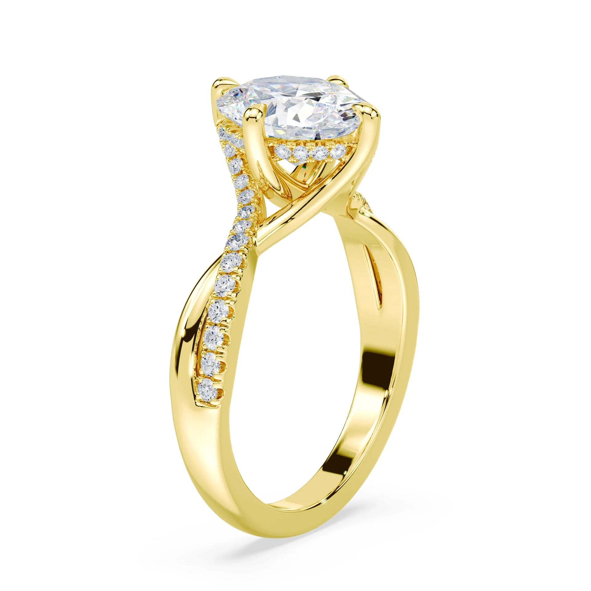 Oval Cut Pave Twist Ring - Image 2