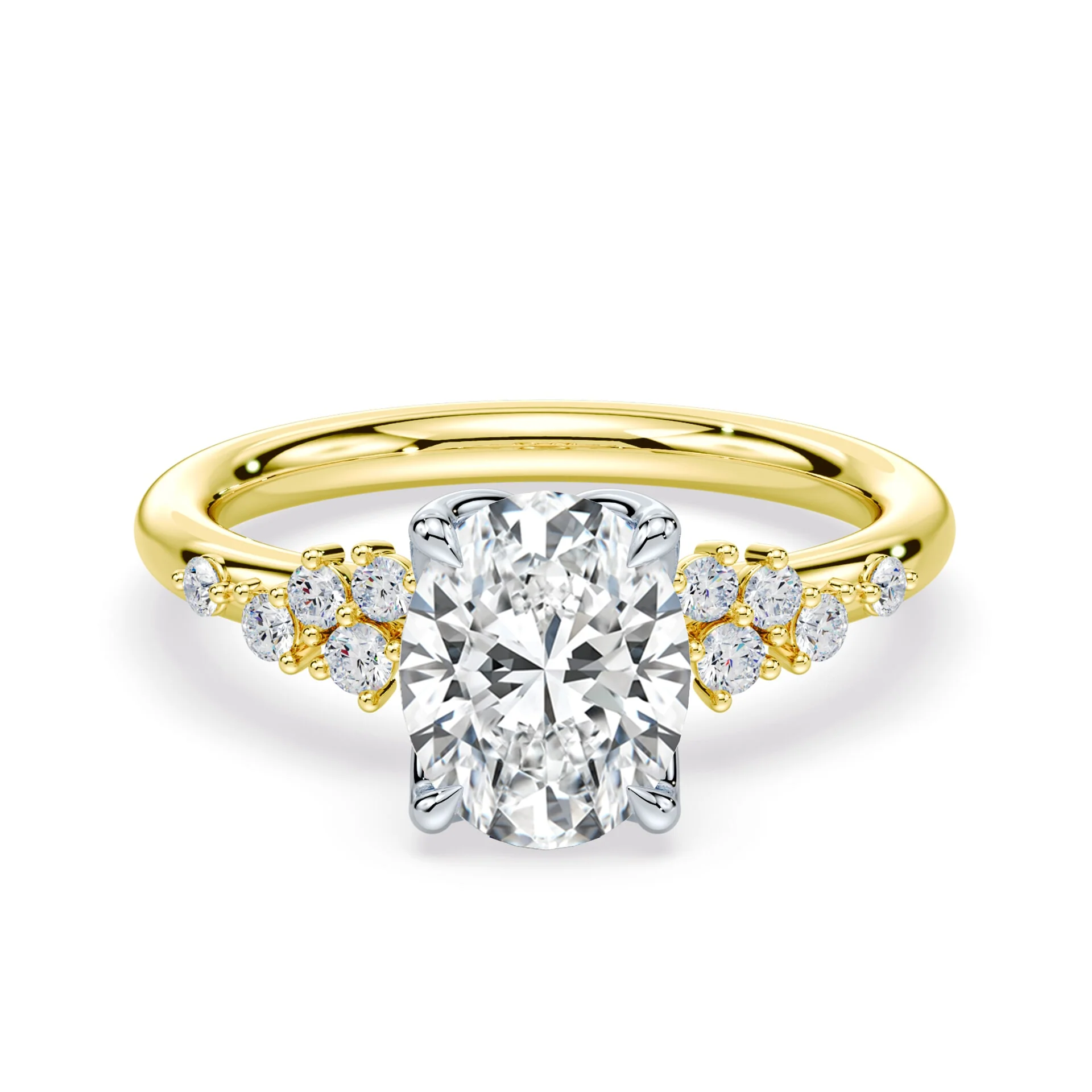 Oval Petals Cluster Ring