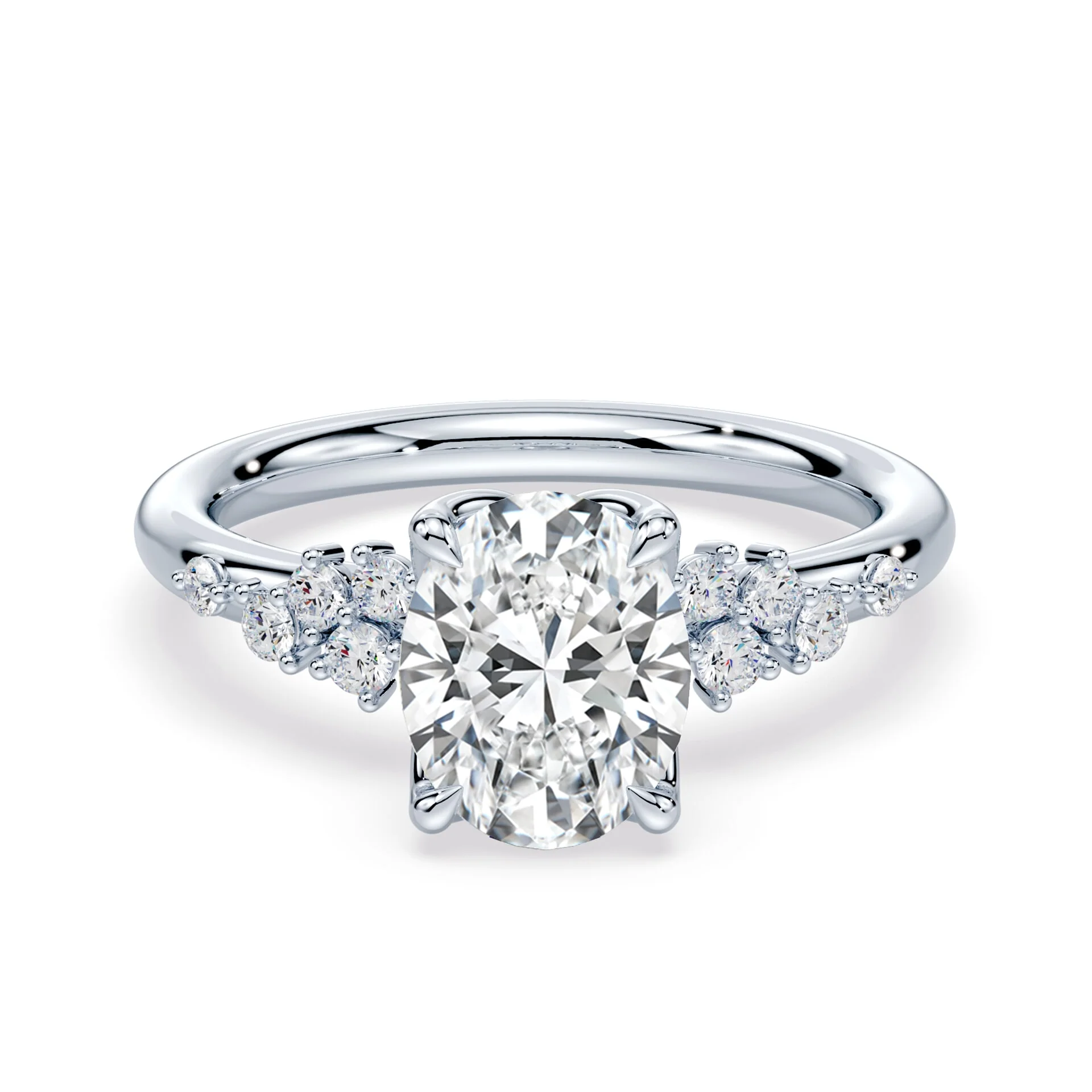 Oval Petals Cluster Ring