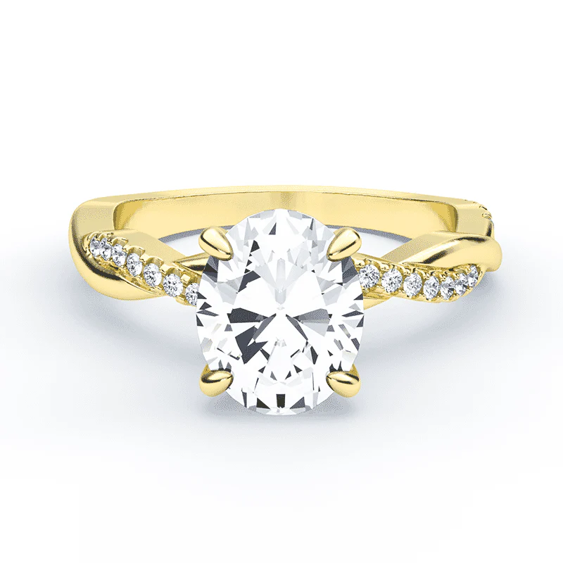 Oval Hidden Halo Twisted Ring