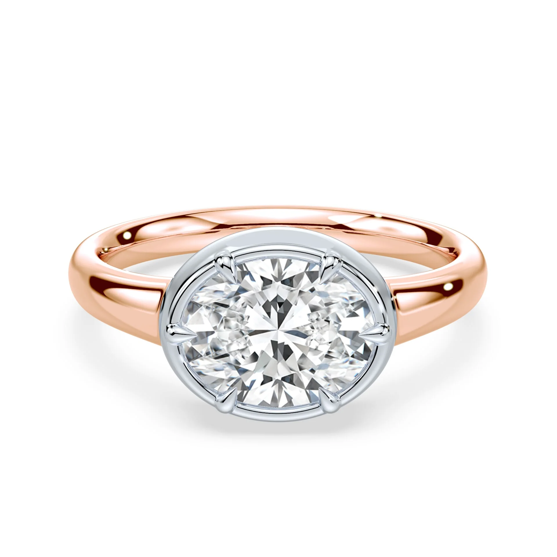 Oval Cut East West Button Back Ring