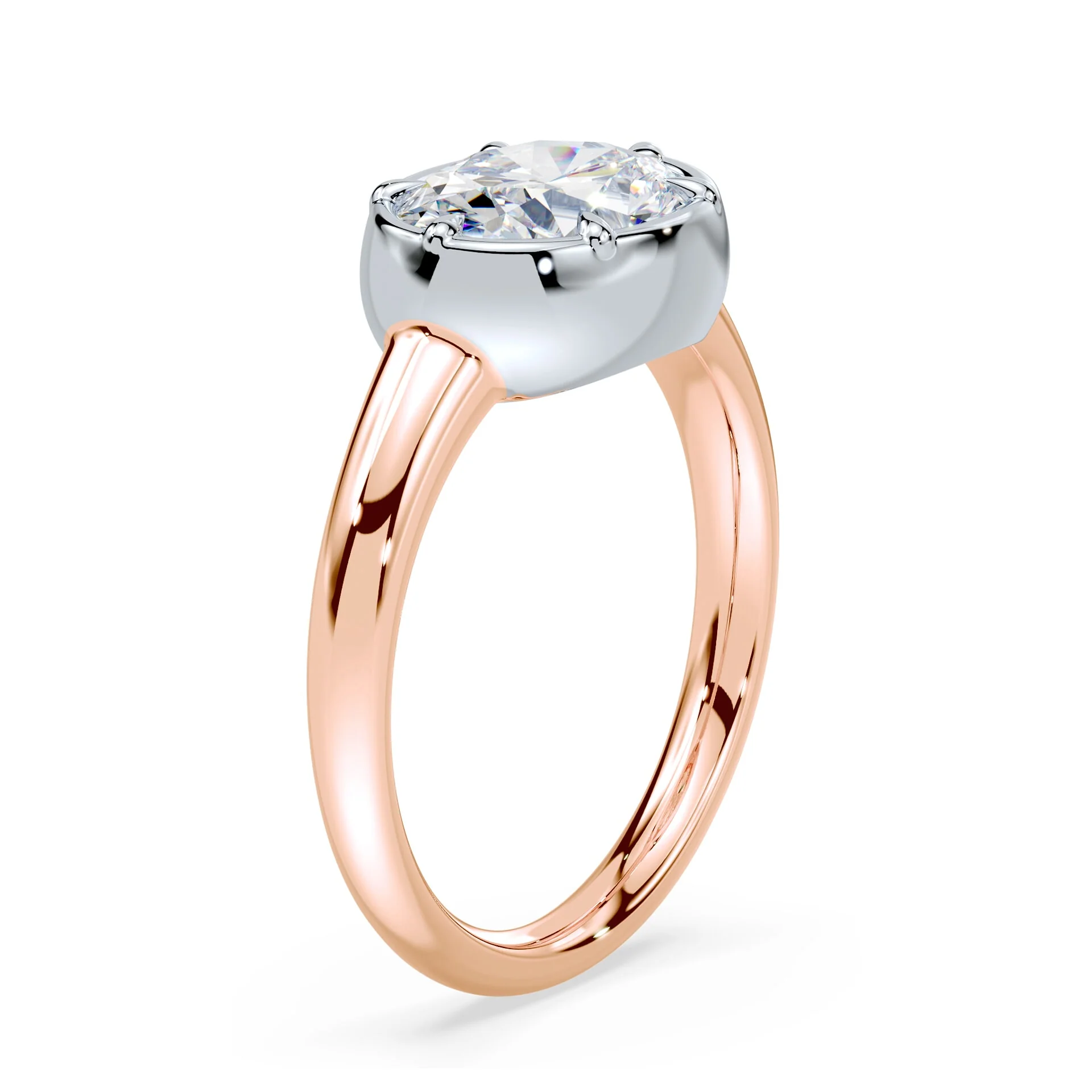Oval Cut East West Button Back Ring - Image 2