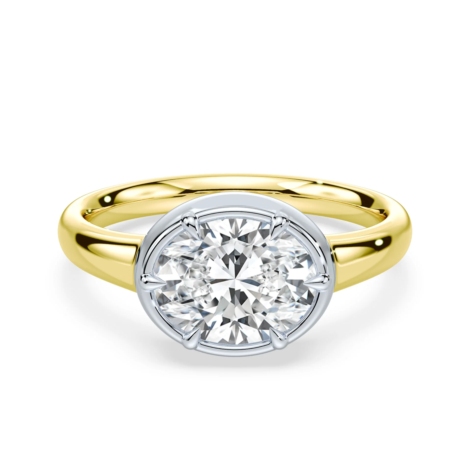 Oval Cut East West Button Back Ring