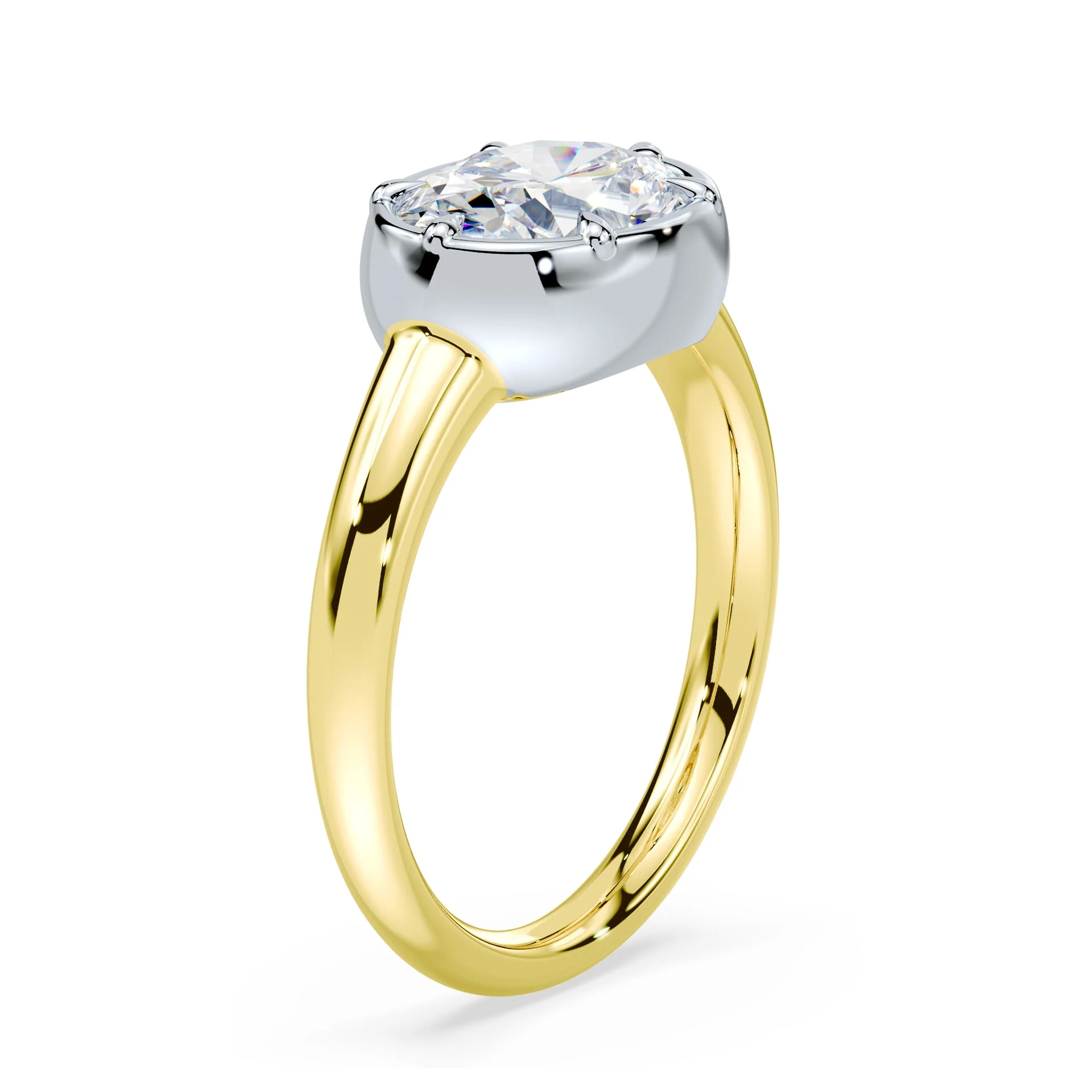 Oval Cut East West Button Back Ring - Image 2