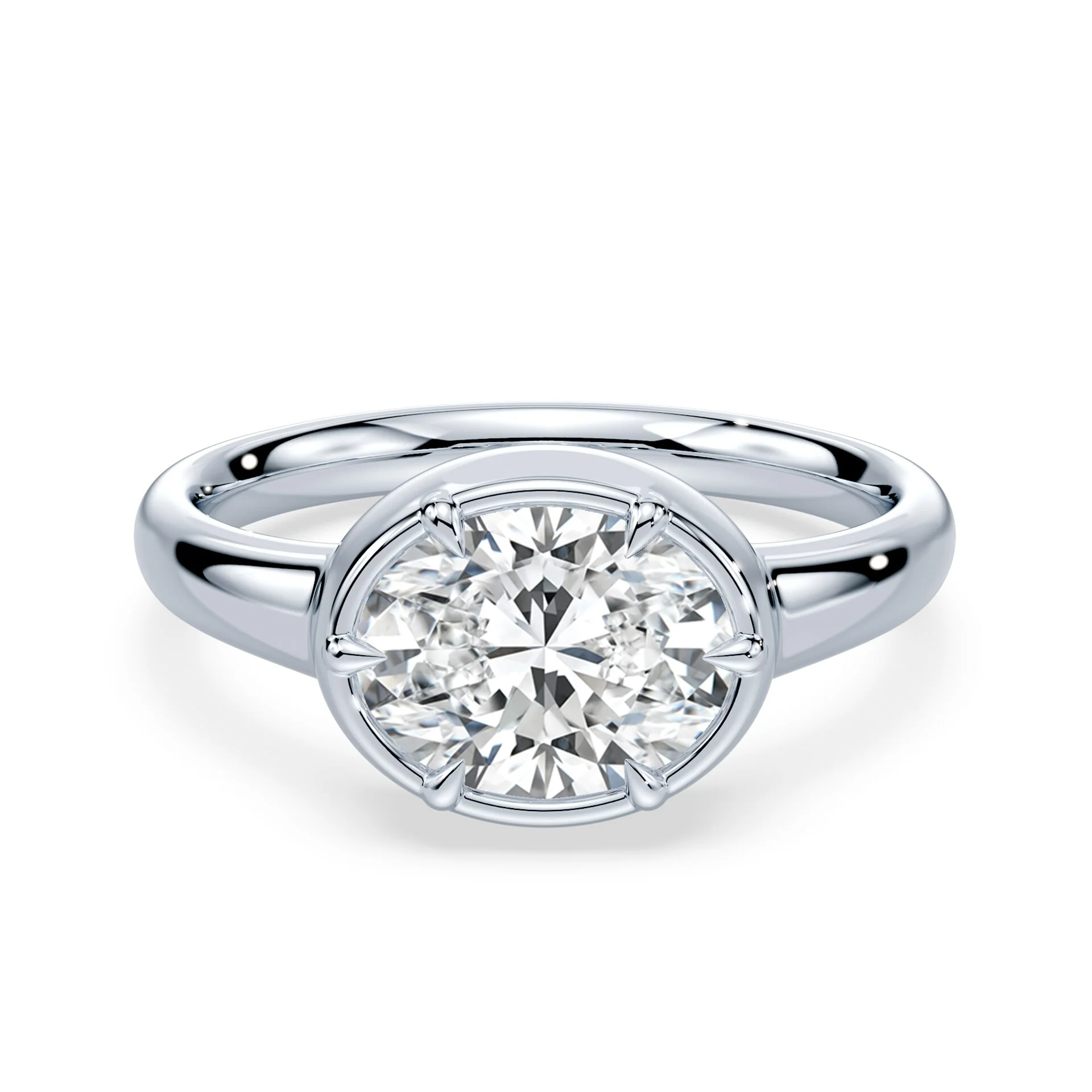 Oval Cut East West Button Back Ring