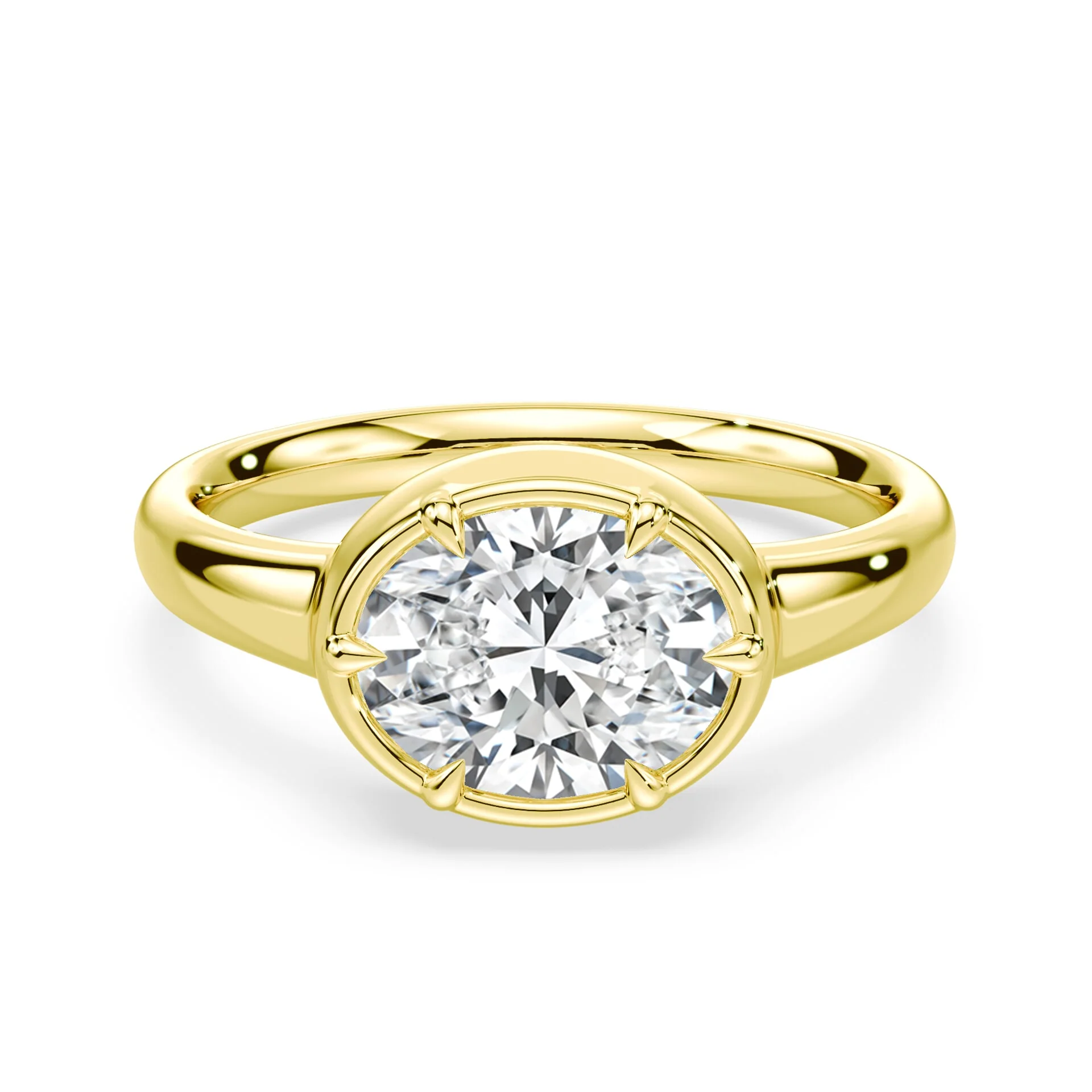 Oval Cut East West Button Back Ring