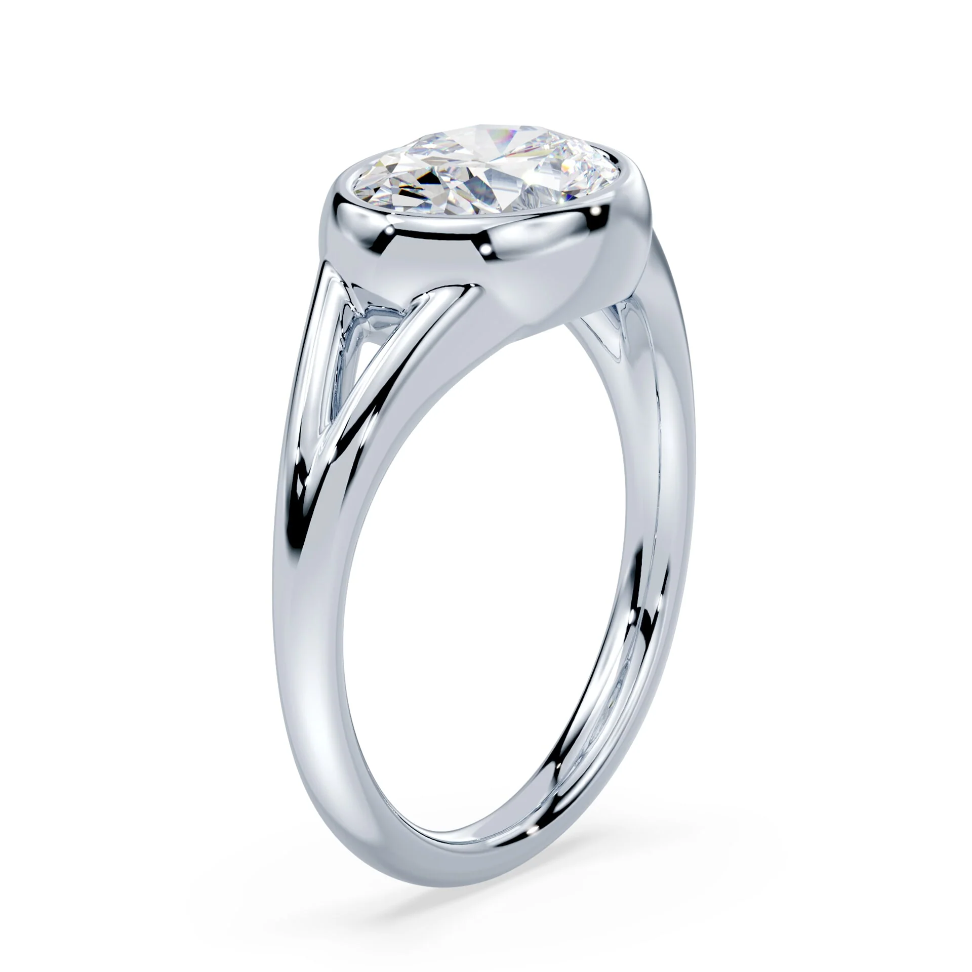 Oval East-West Split Shank Bezel Ring - Image 2