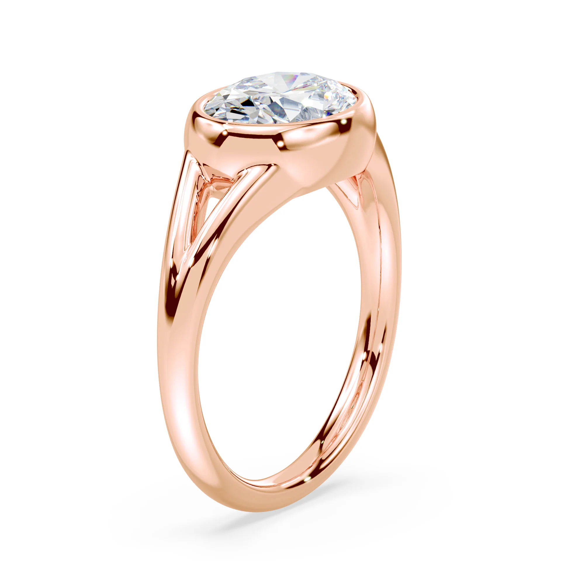 Oval East-West Split Shank Bezel Ring - Image 2