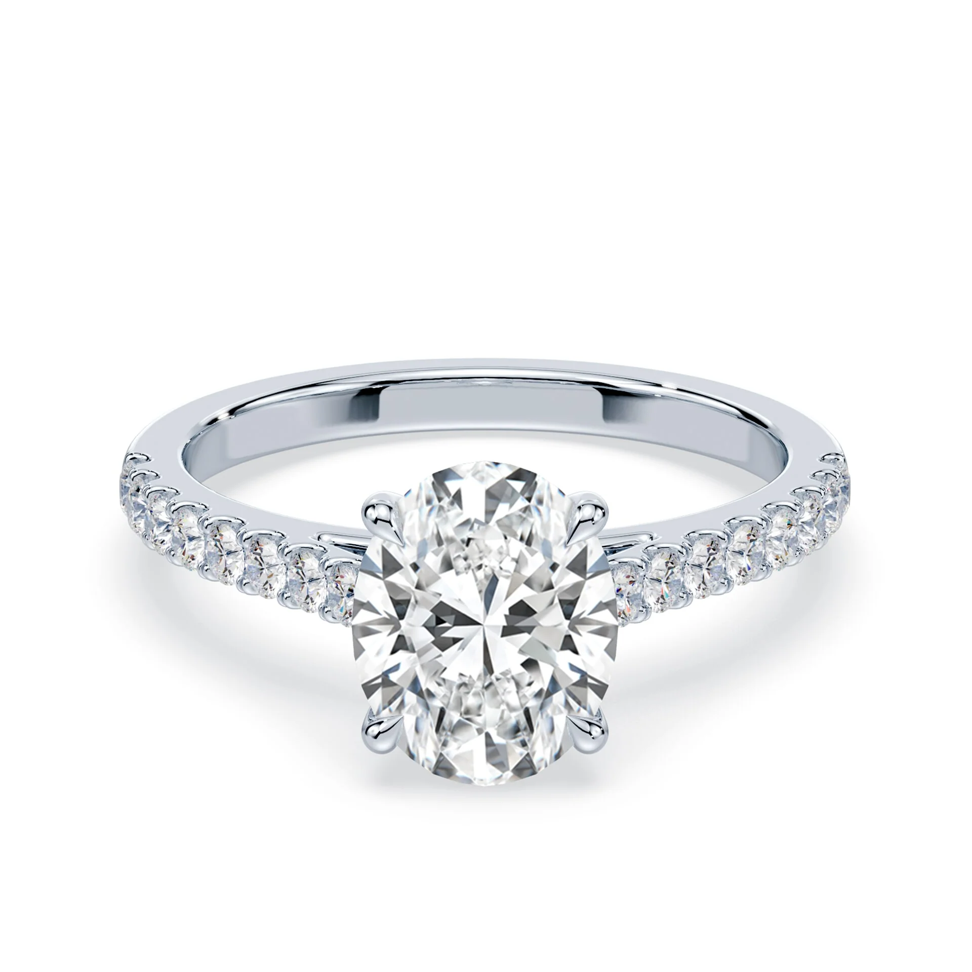 Oval Pave Cathedral Ring