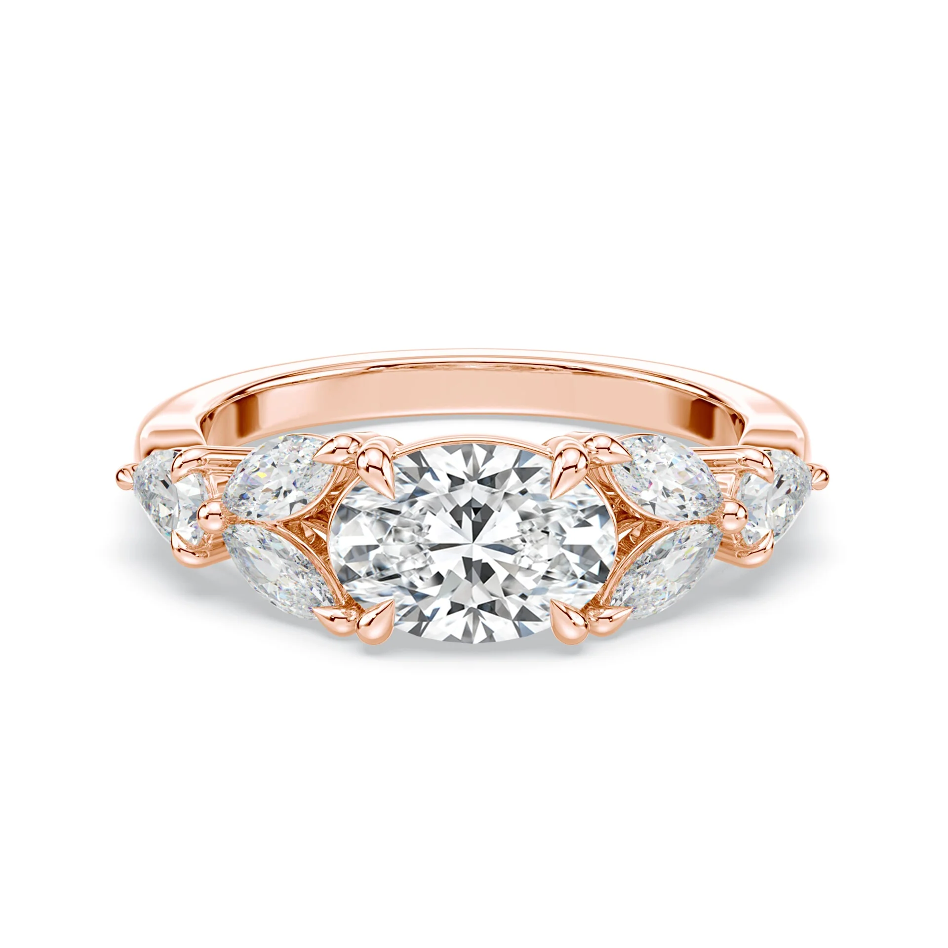 Oval Floral Lab Diamond Ring