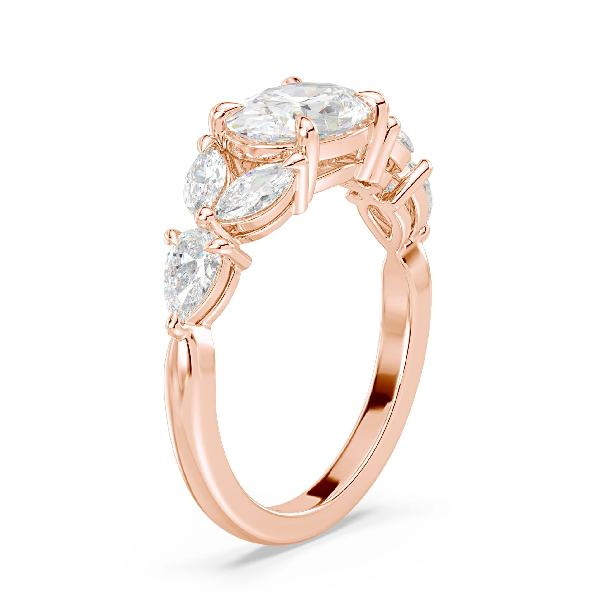 Oval Floral Lab Diamond Ring - Image 2