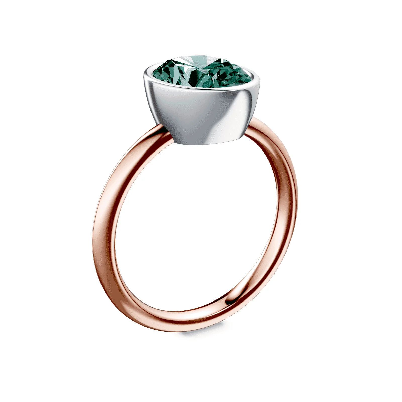 Oval Bezel Green Diamond Ring - Image 2