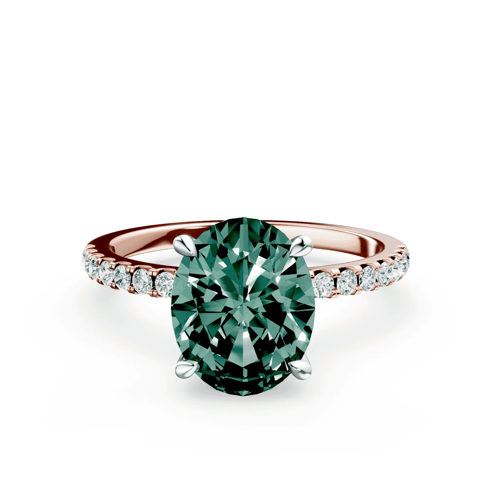 Oval Green Diamond Pave Ring