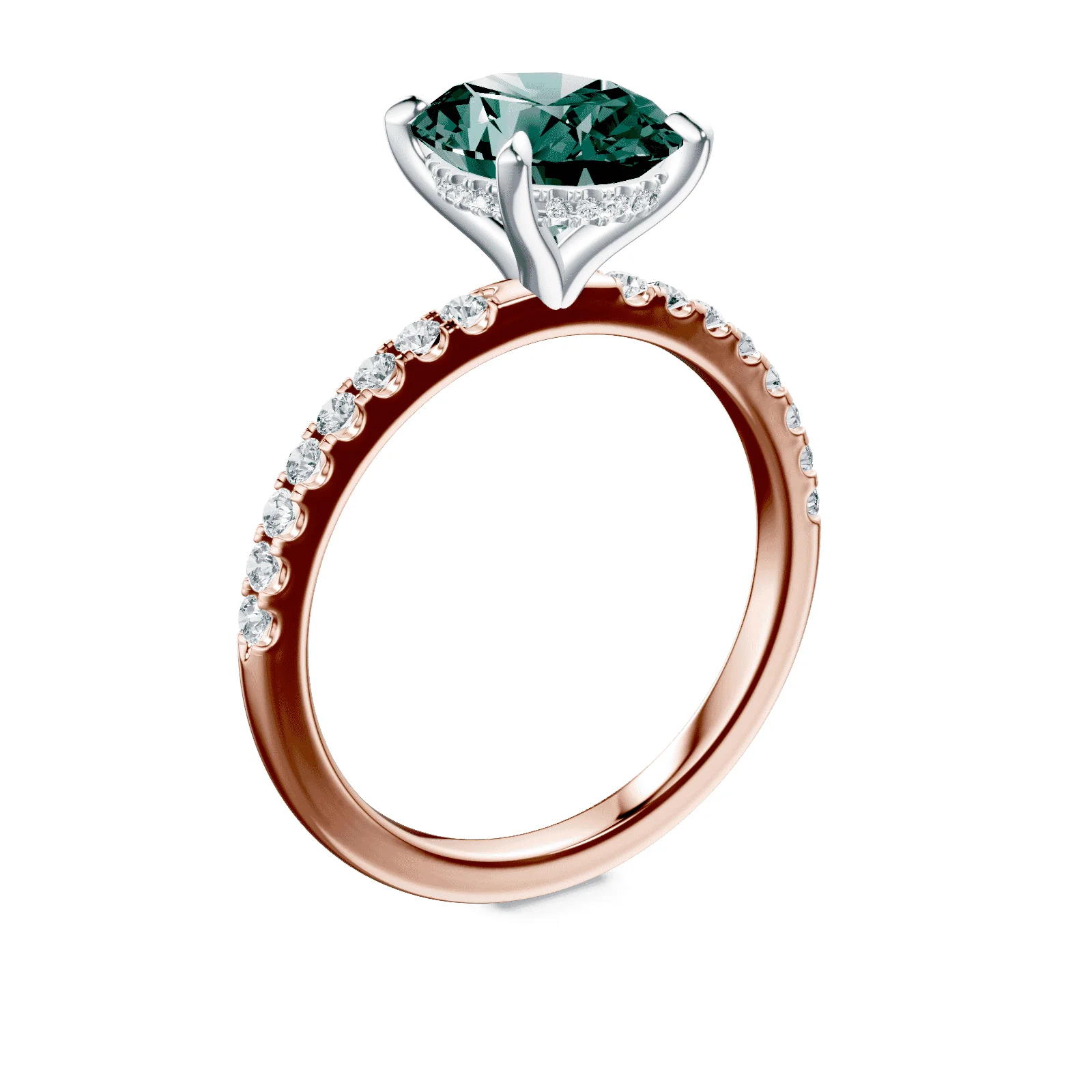 Oval Green Diamond Pave Ring - Image 2