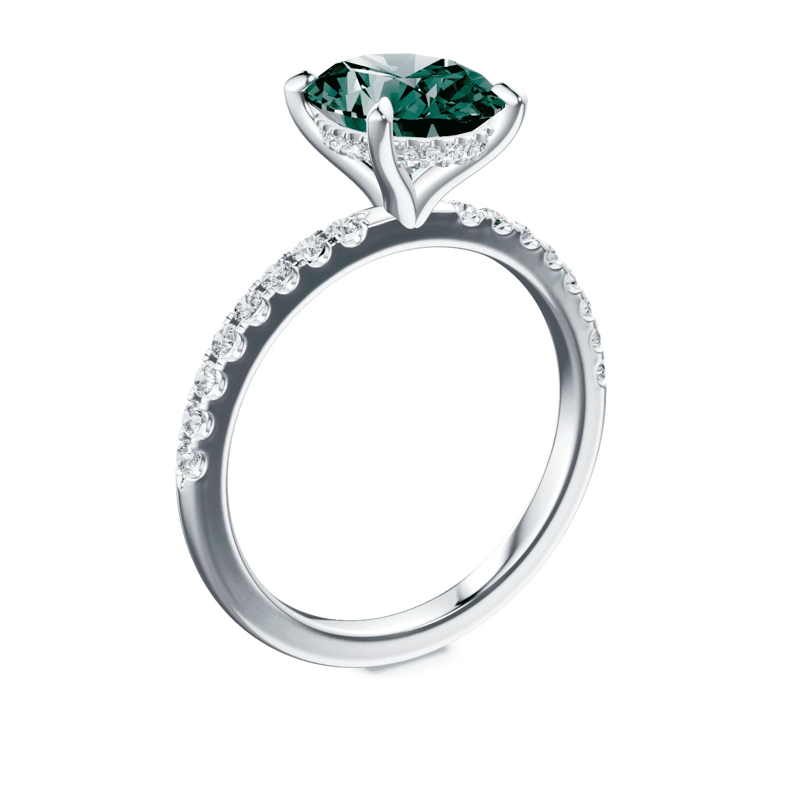 Oval Green Diamond Pave Ring - Image 2