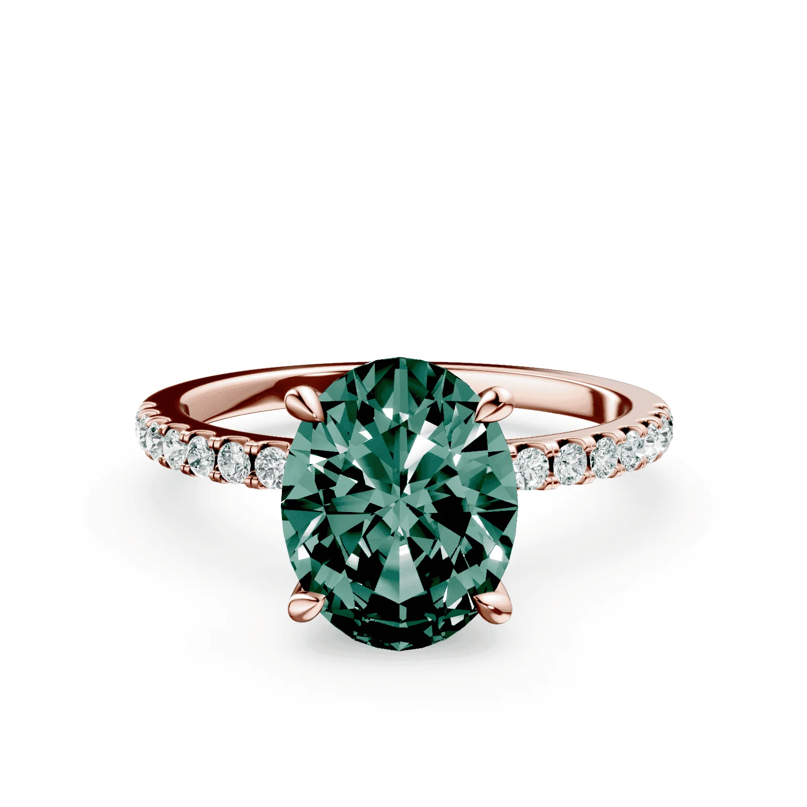 Oval Green Diamond Pave Ring