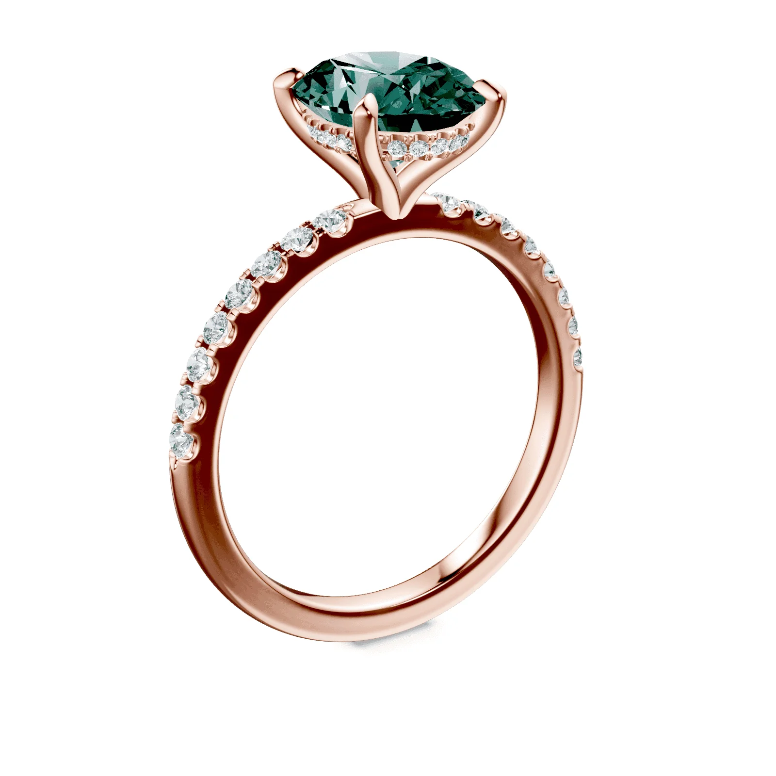 Oval Green Diamond Pave Ring - Image 2