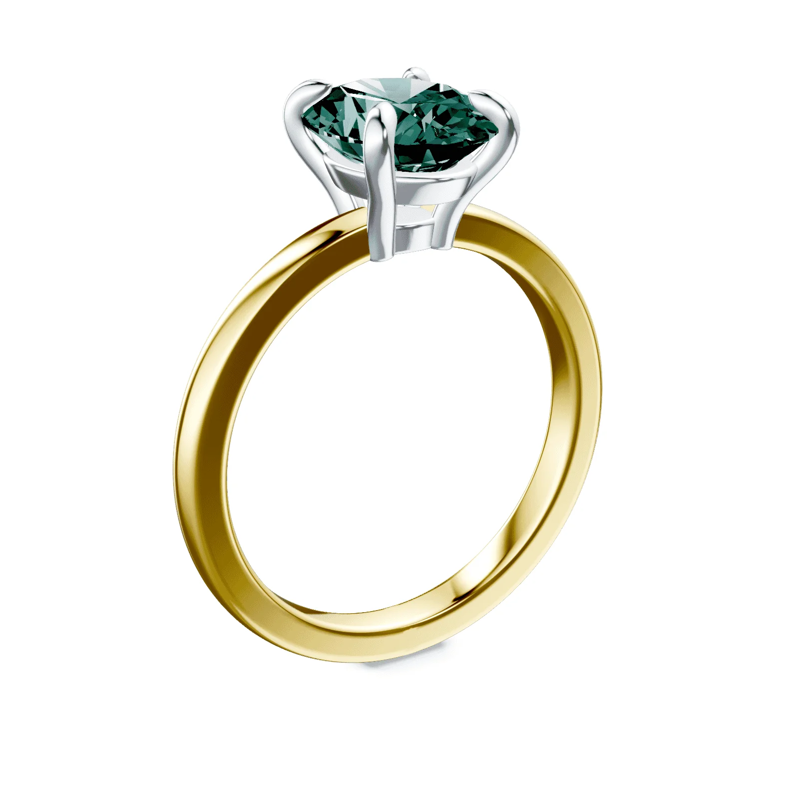 Oval Low Profile Green Diamond Ring - Image 2