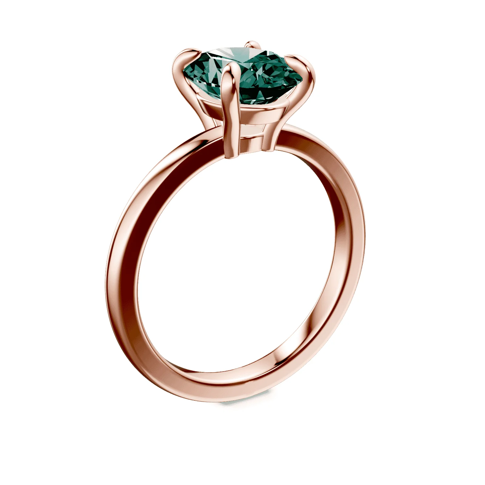 Oval Low Profile Green Diamond Ring - Image 2