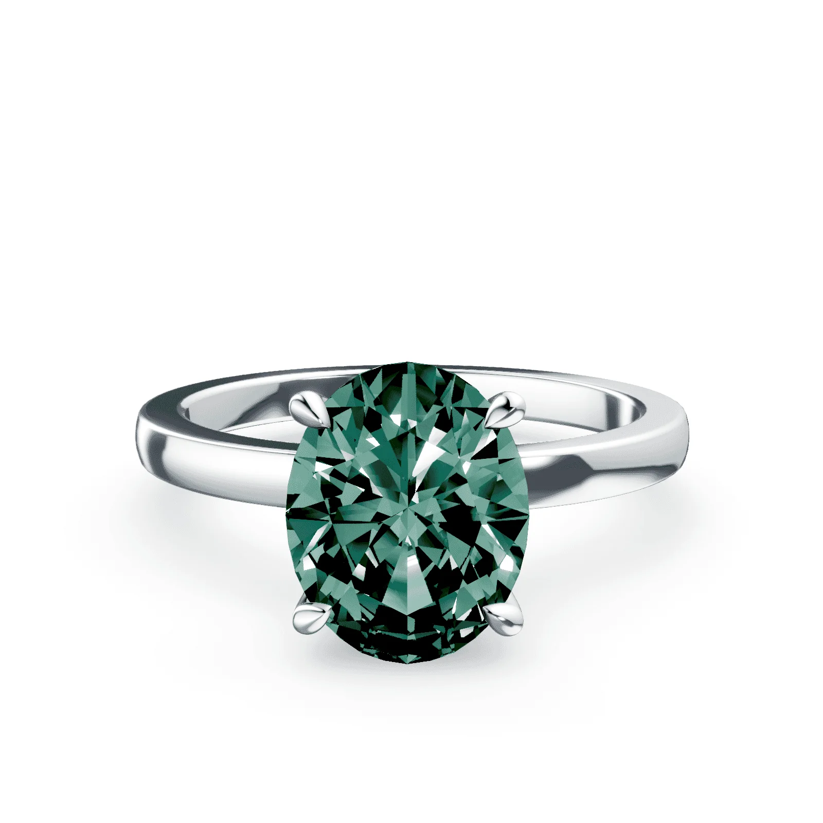 Oval Green Diamond Ring
