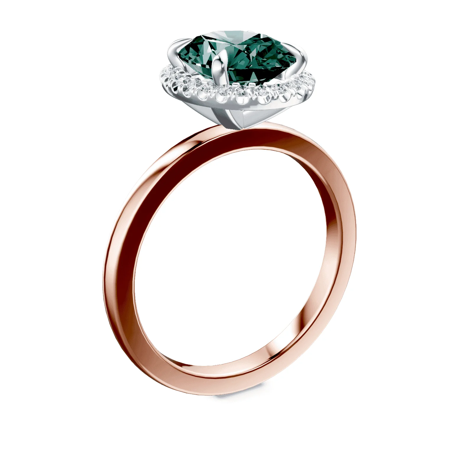 Oval Halo Green Diamond Ring - Image 2