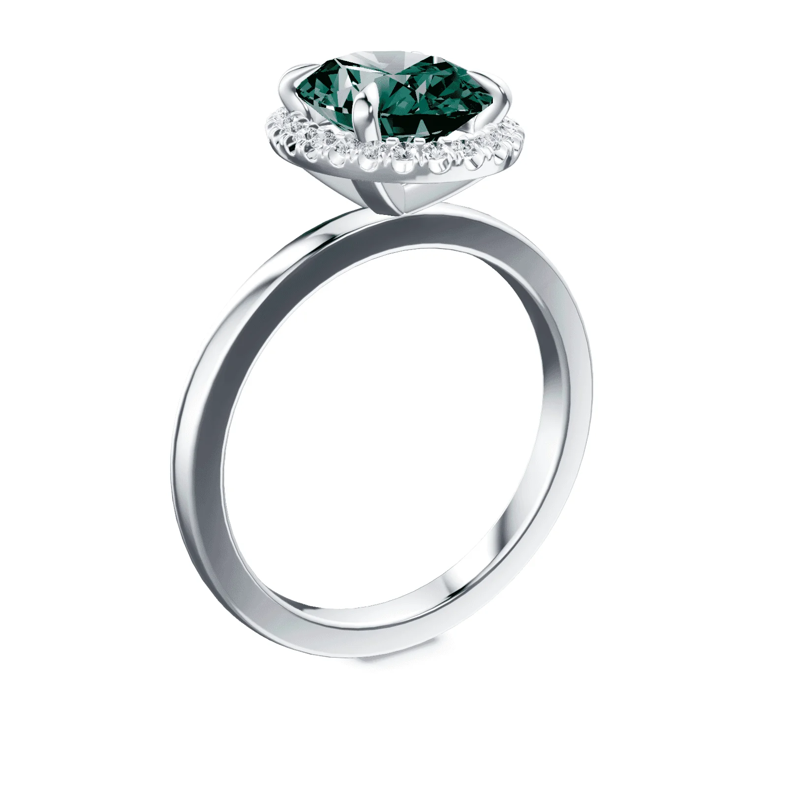 Oval Halo Green Diamond Ring - Image 2