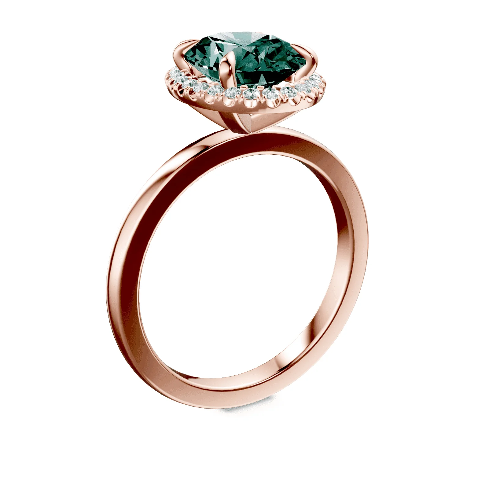 Oval Halo Green Diamond Ring - Image 2