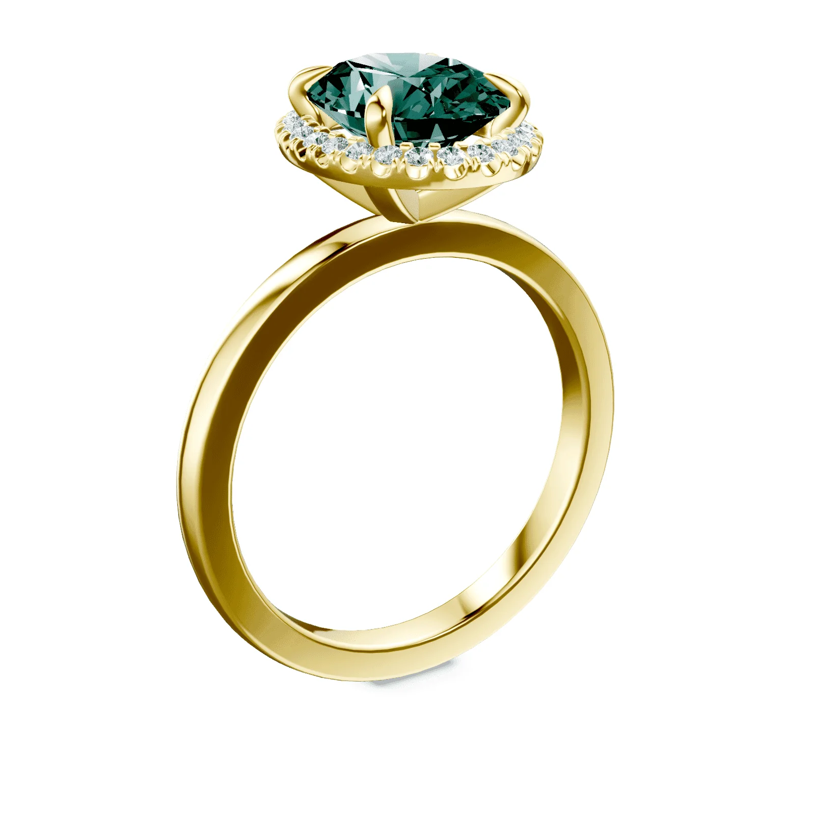 Oval Halo Green Diamond Ring - Image 2