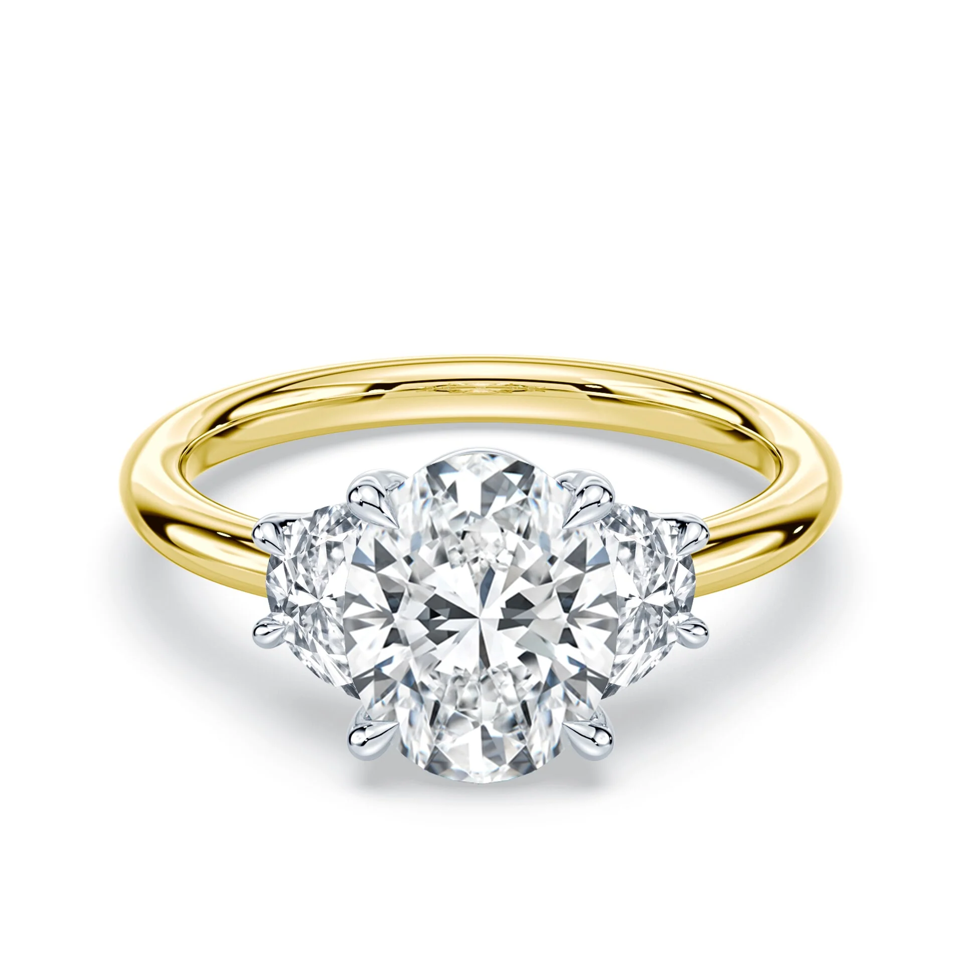 Oval Half Moon Three Stone