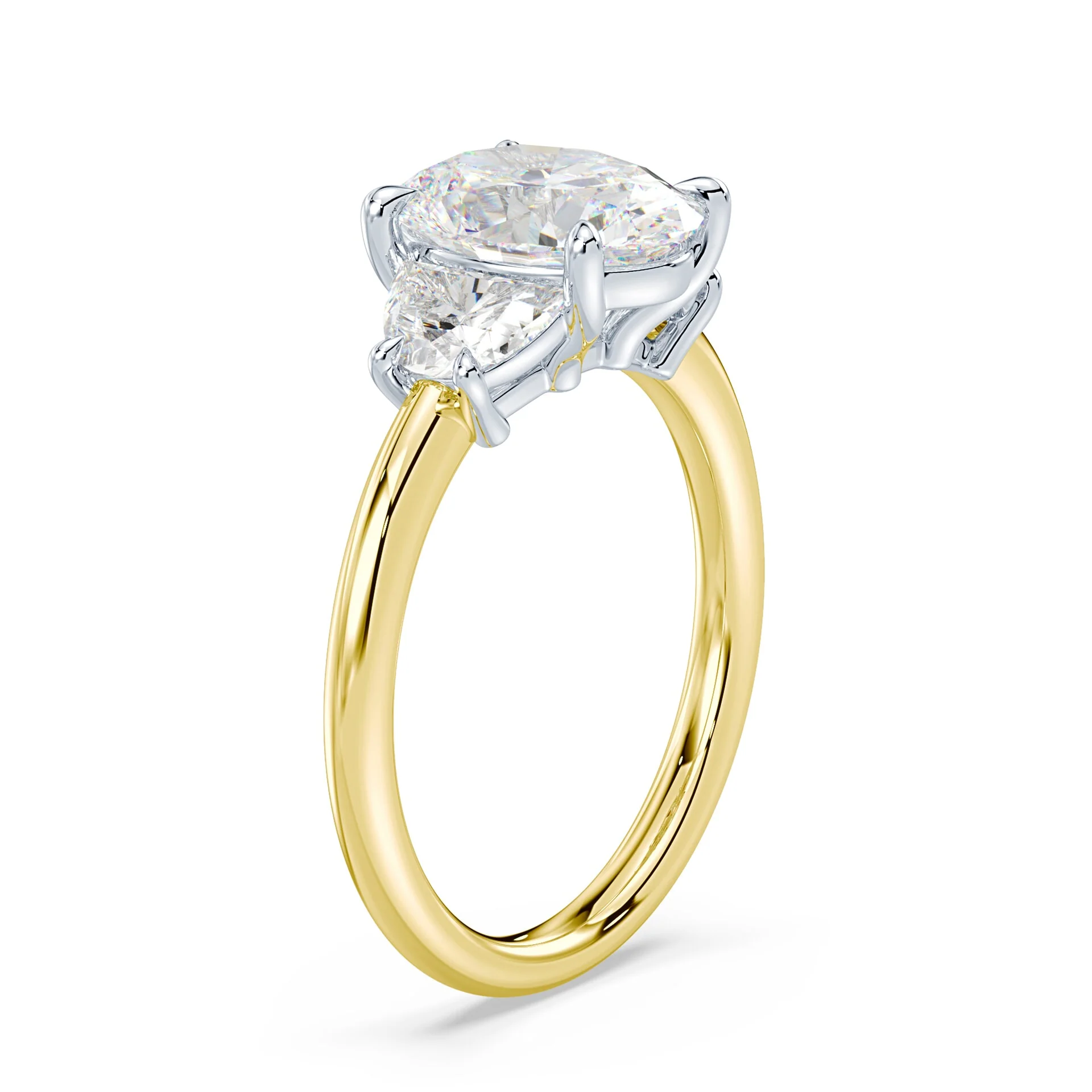 Oval Half Moon Three Stone - Image 2