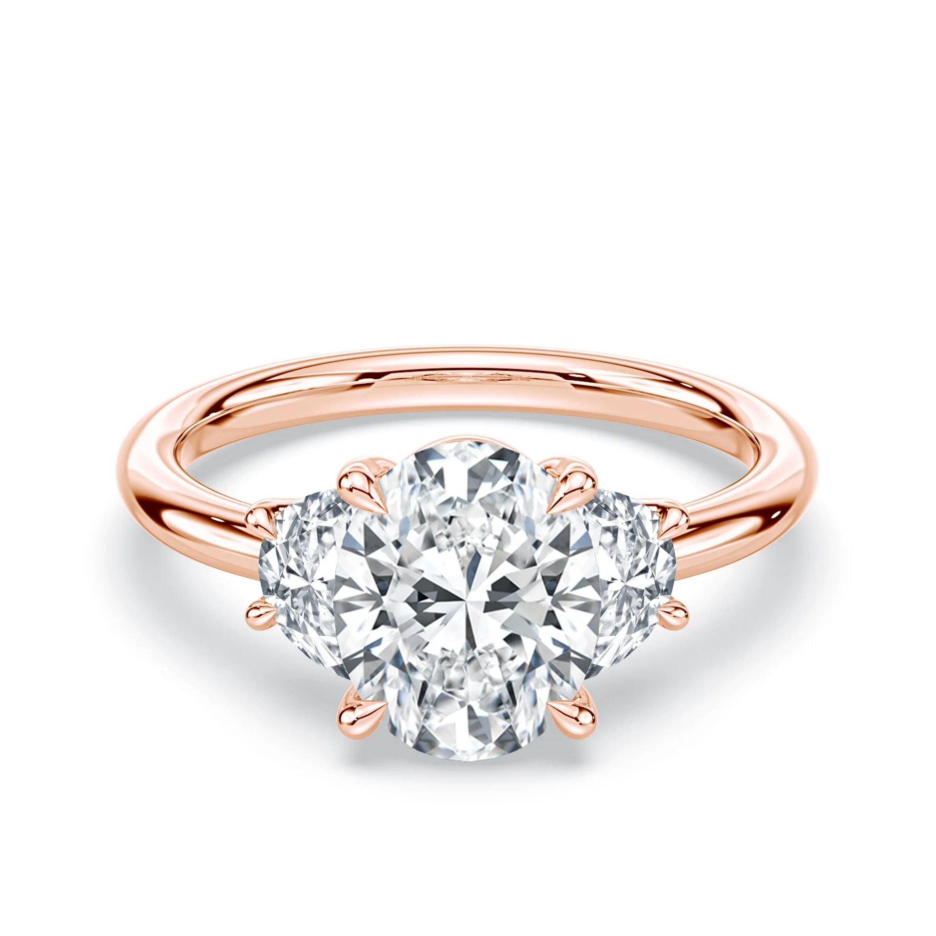 Oval Half Moon Three Stone