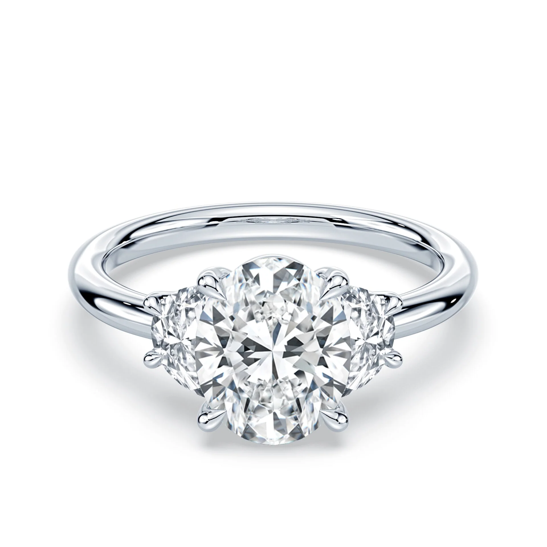 Oval Half Moon Three Stone