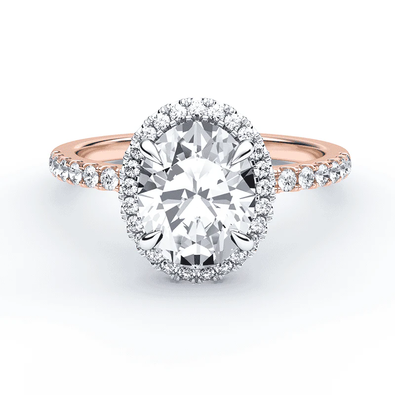 Oval Simple Halo Pave Ring