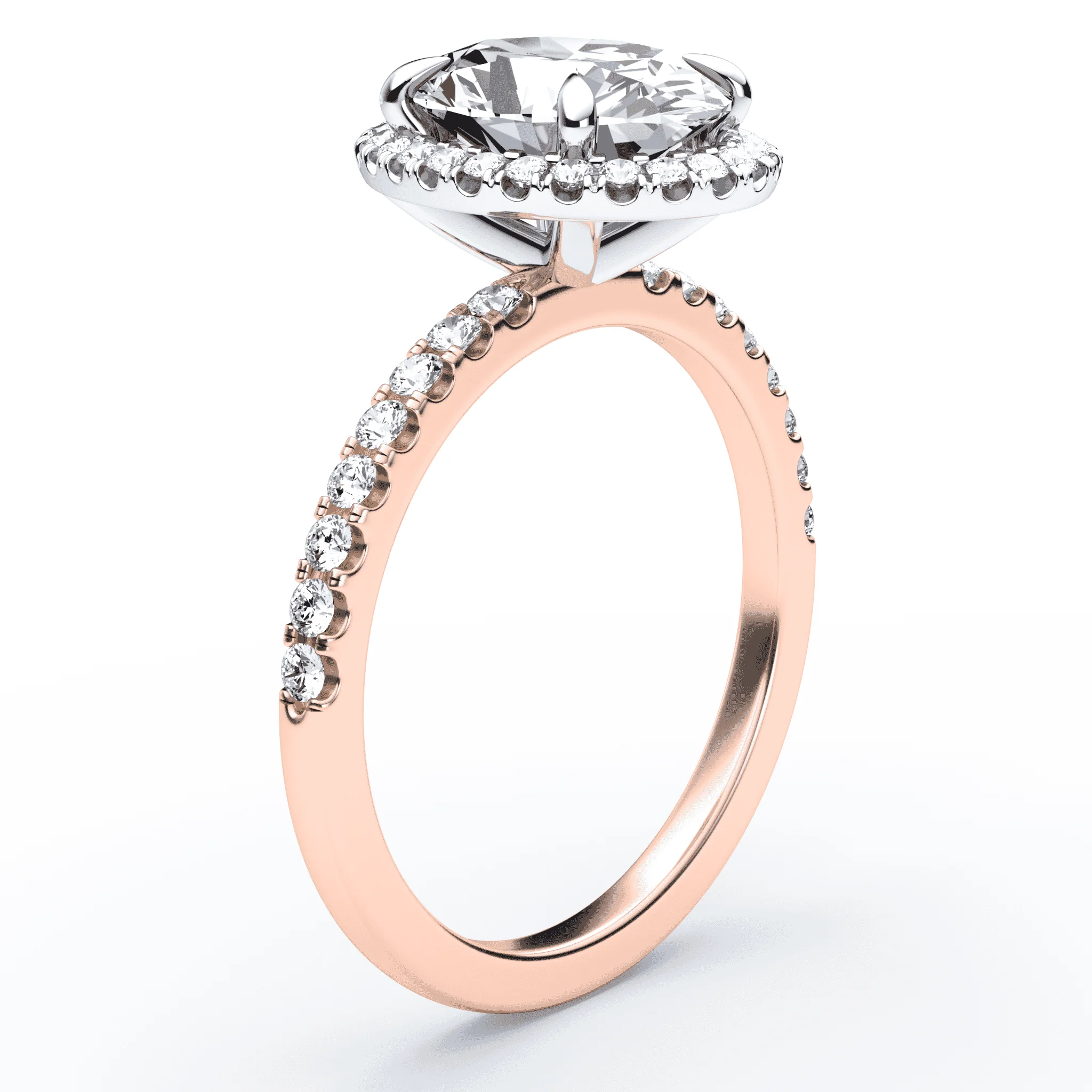 Oval Simple Halo Pave Ring - Image 2