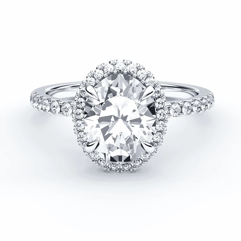 Oval Simple Halo Pave Ring
