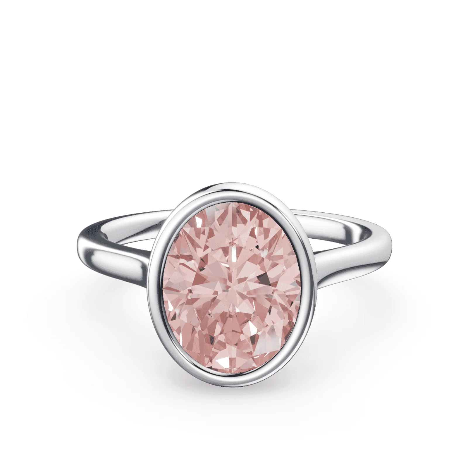 Oval Cathedral Bezel Pink Diamond Ring