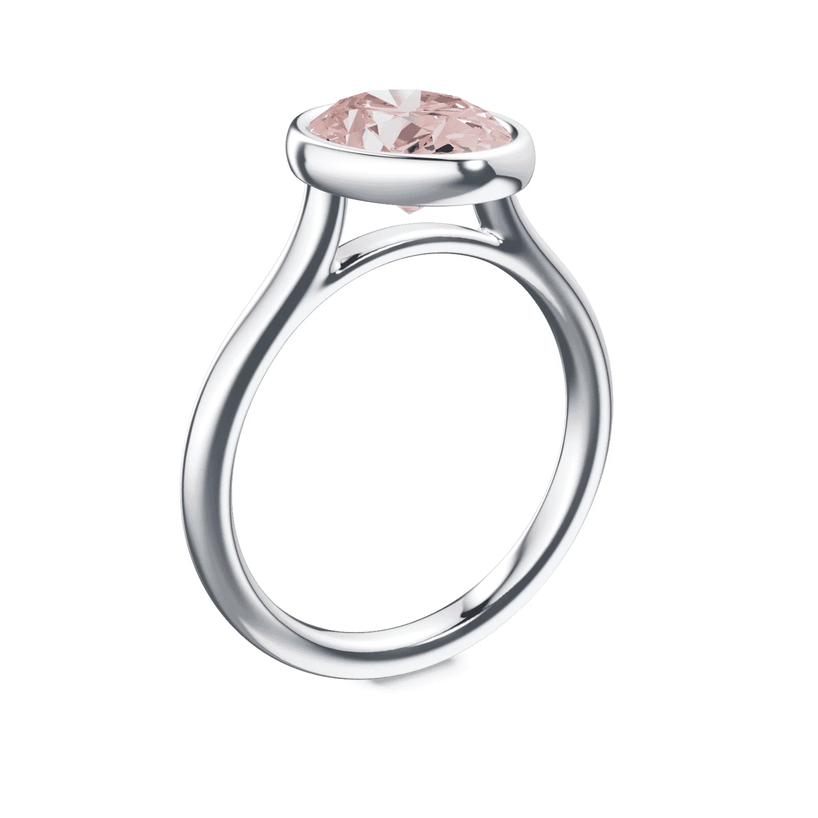Oval Cathedral Bezel Pink Diamond Ring - Image 2