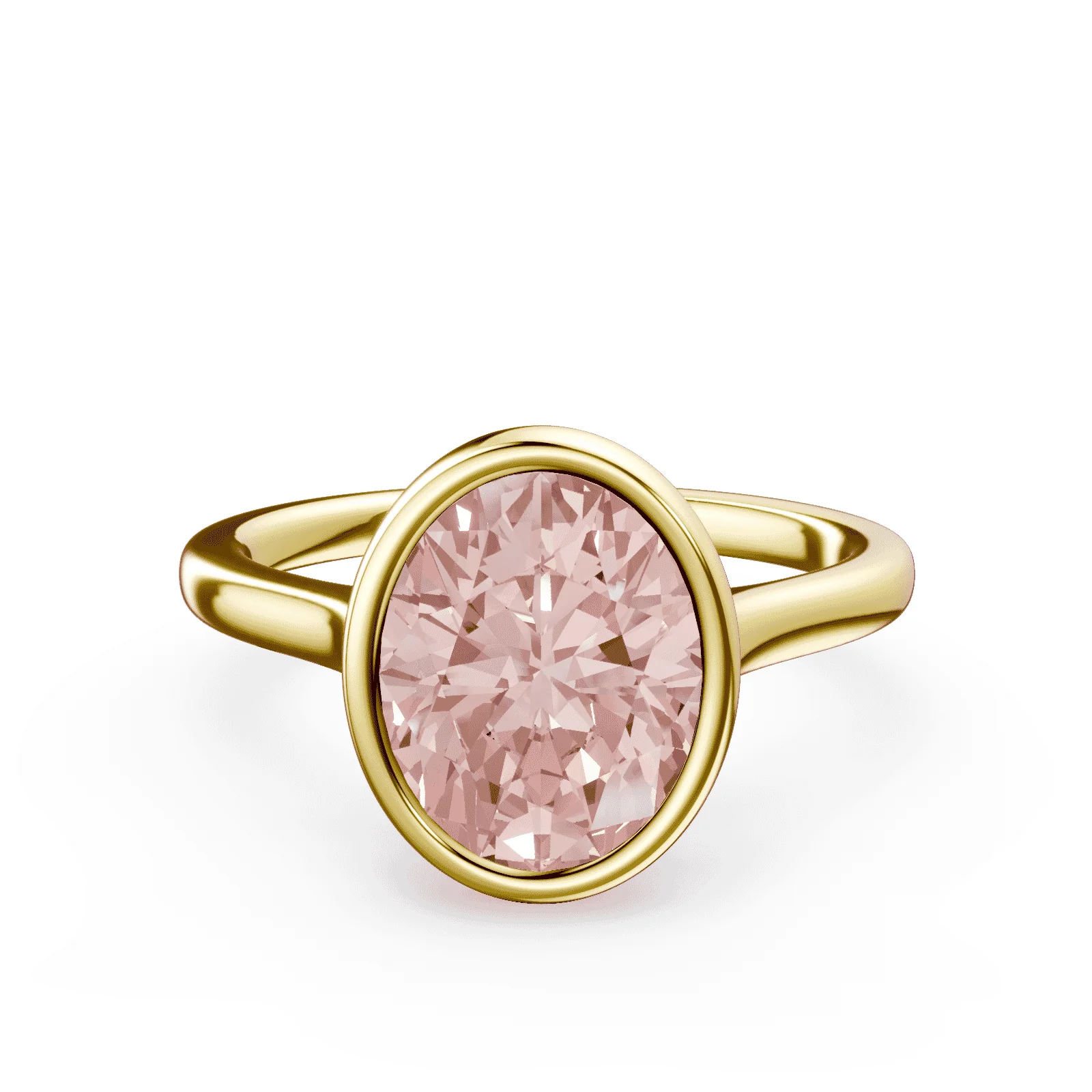 Oval Cathedral Bezel Pink Diamond Ring