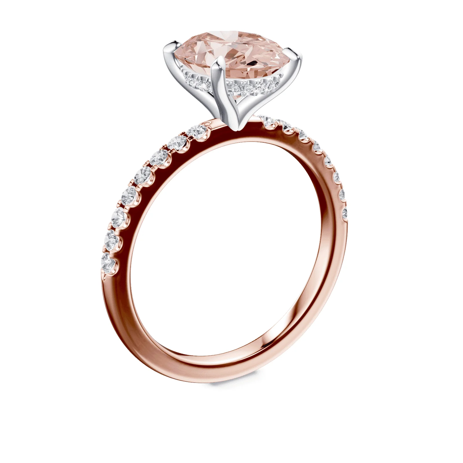 Oval Pink Diamond Pave Ring - Image 2
