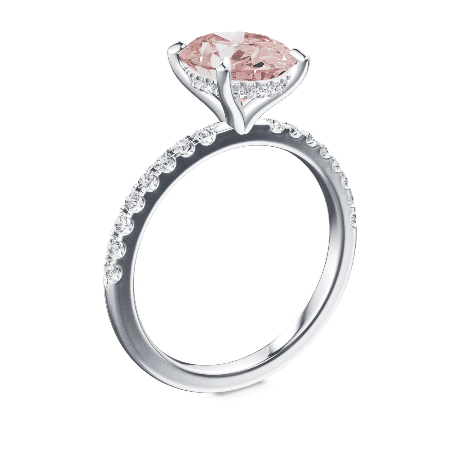 Oval Pink Diamond Pave Ring - Image 2