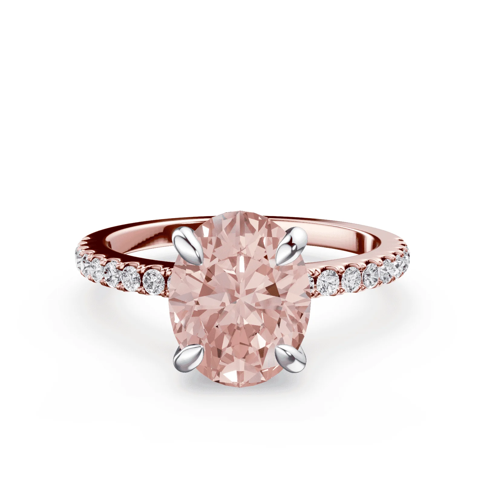 Oval Low Profile Pink Pave Ring