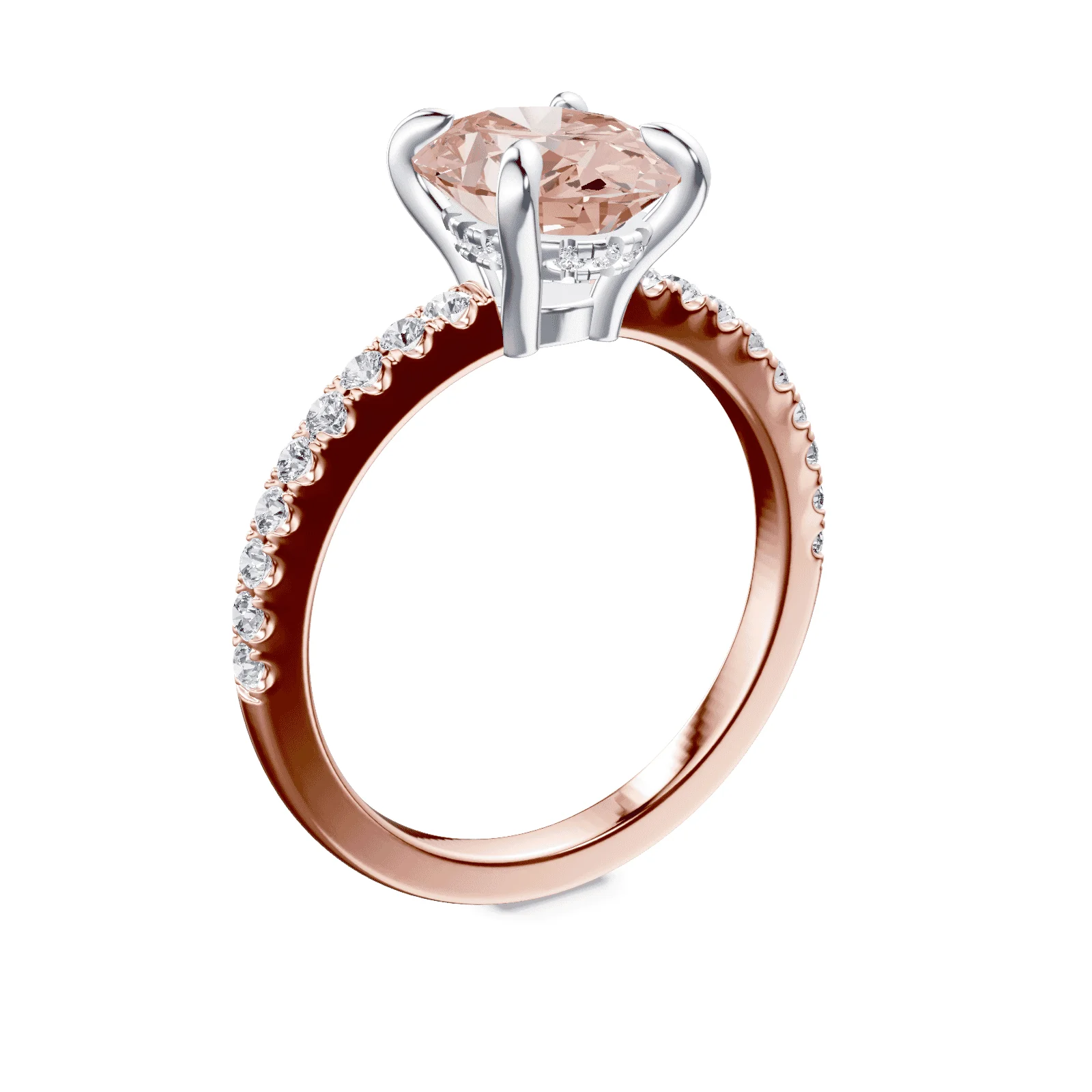 Oval Low Profile Pink Pave Ring - Image 2