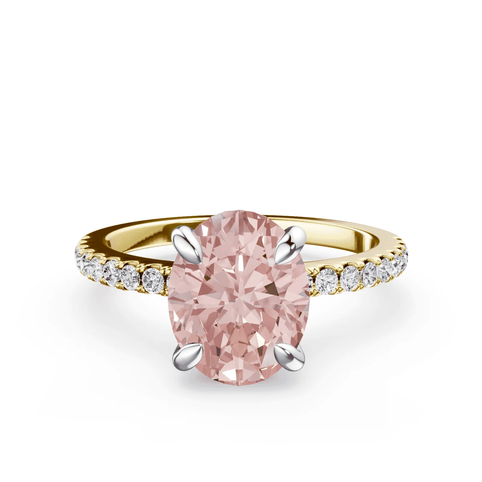 Oval Low Profile Pink Pave Ring