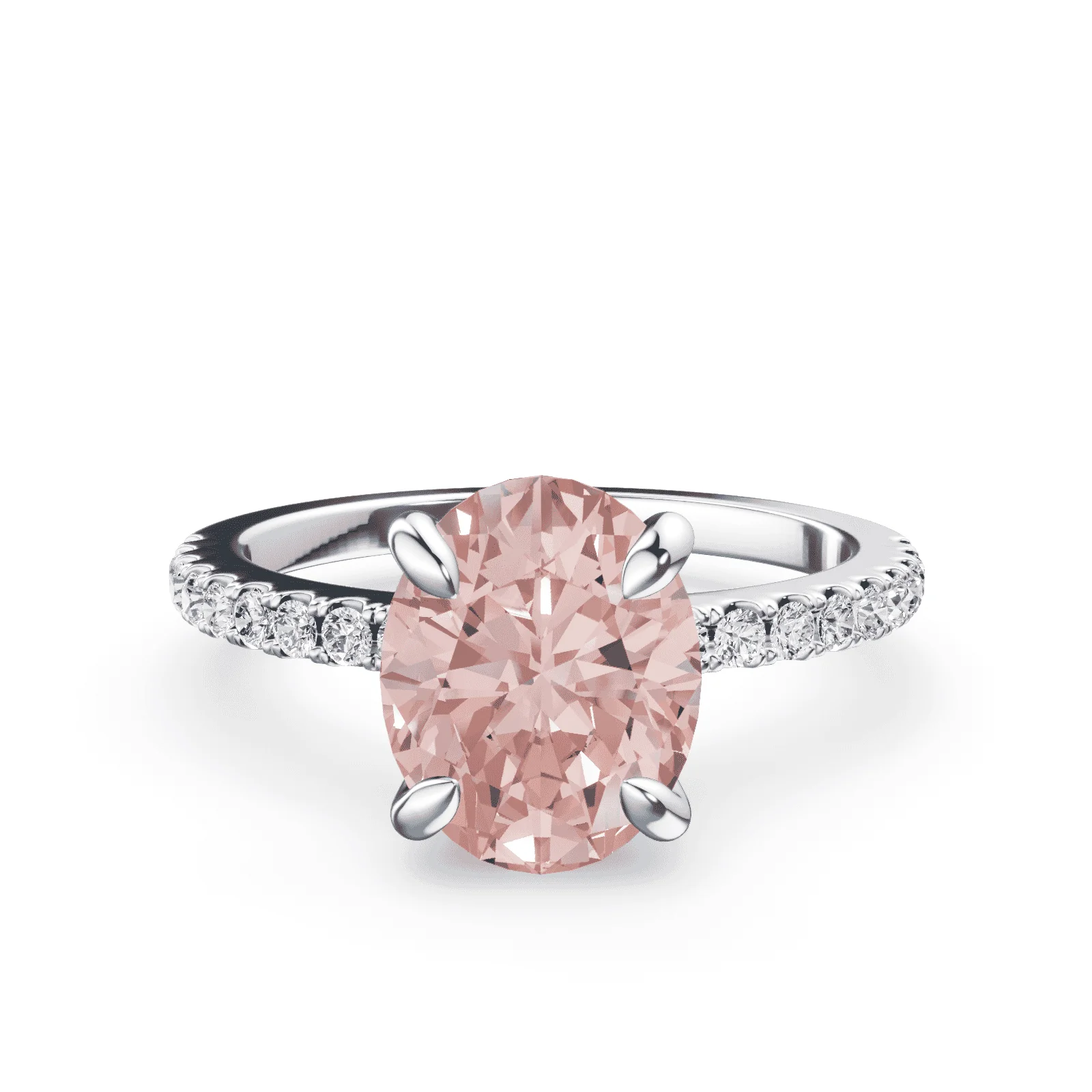 Oval Low Profile Pink Pave Ring