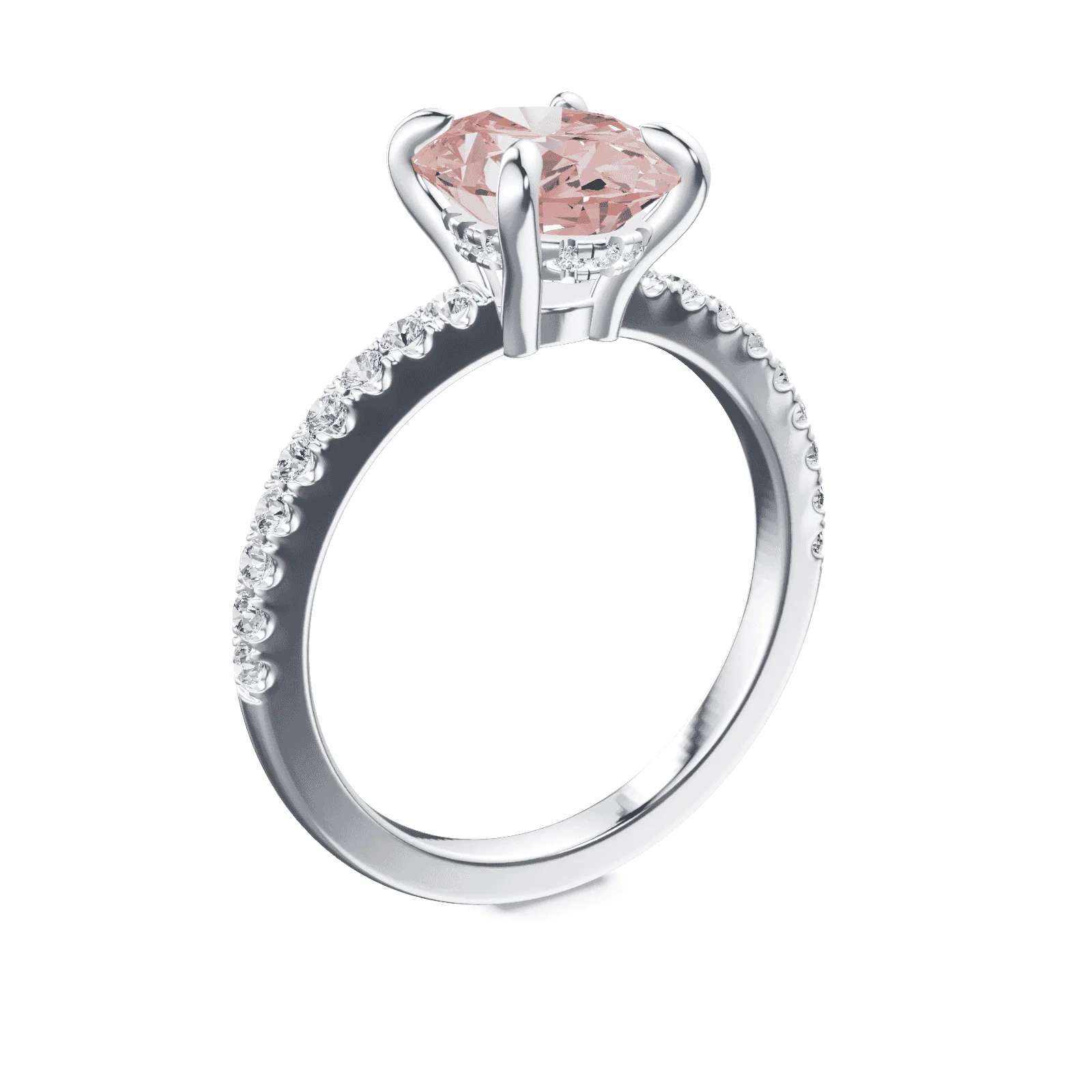Oval Low Profile Pink Pave Ring - Image 2