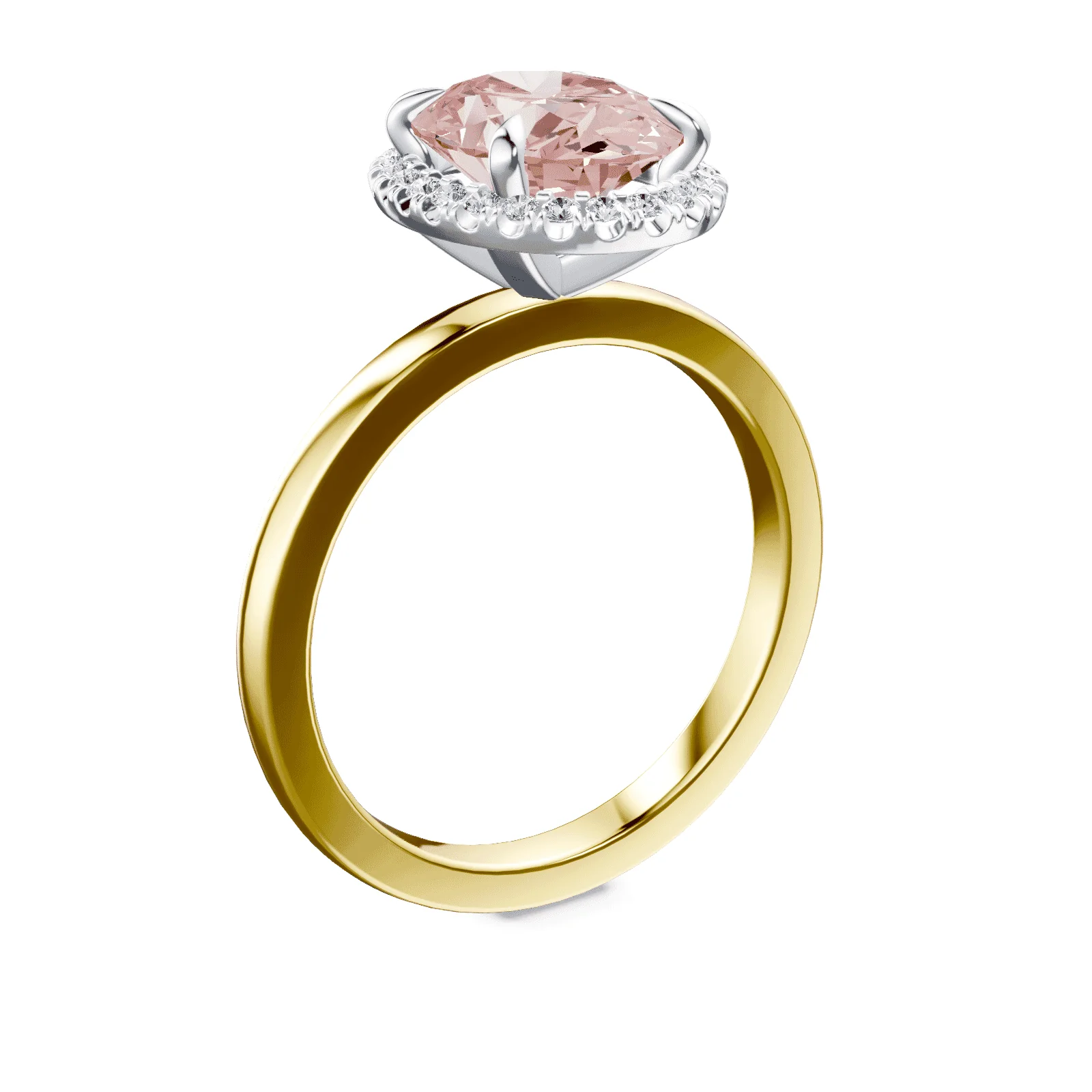 Oval Halo Pink Diamond Ring - Image 2