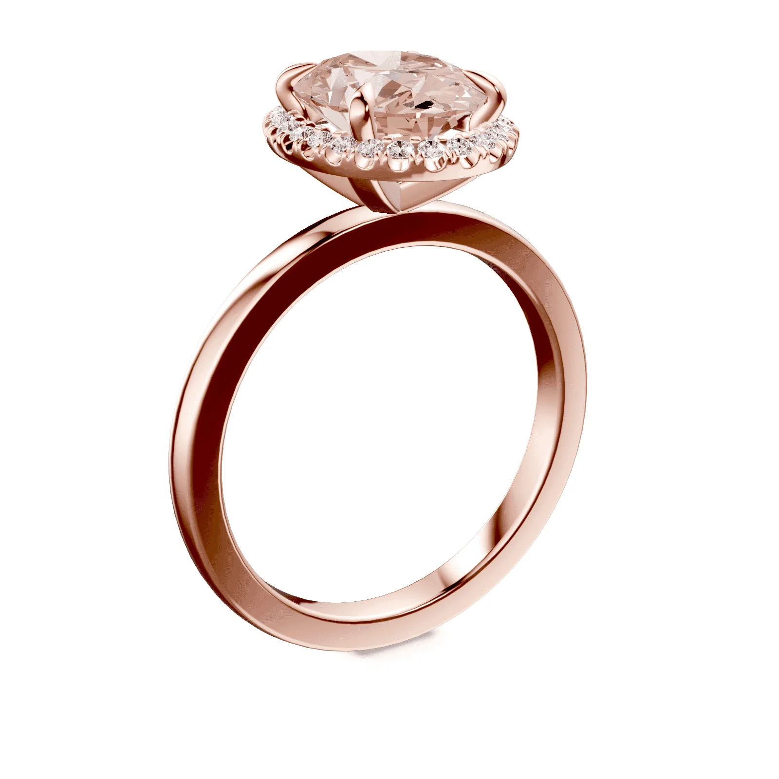 Oval Halo Pink Diamond Ring - Image 2